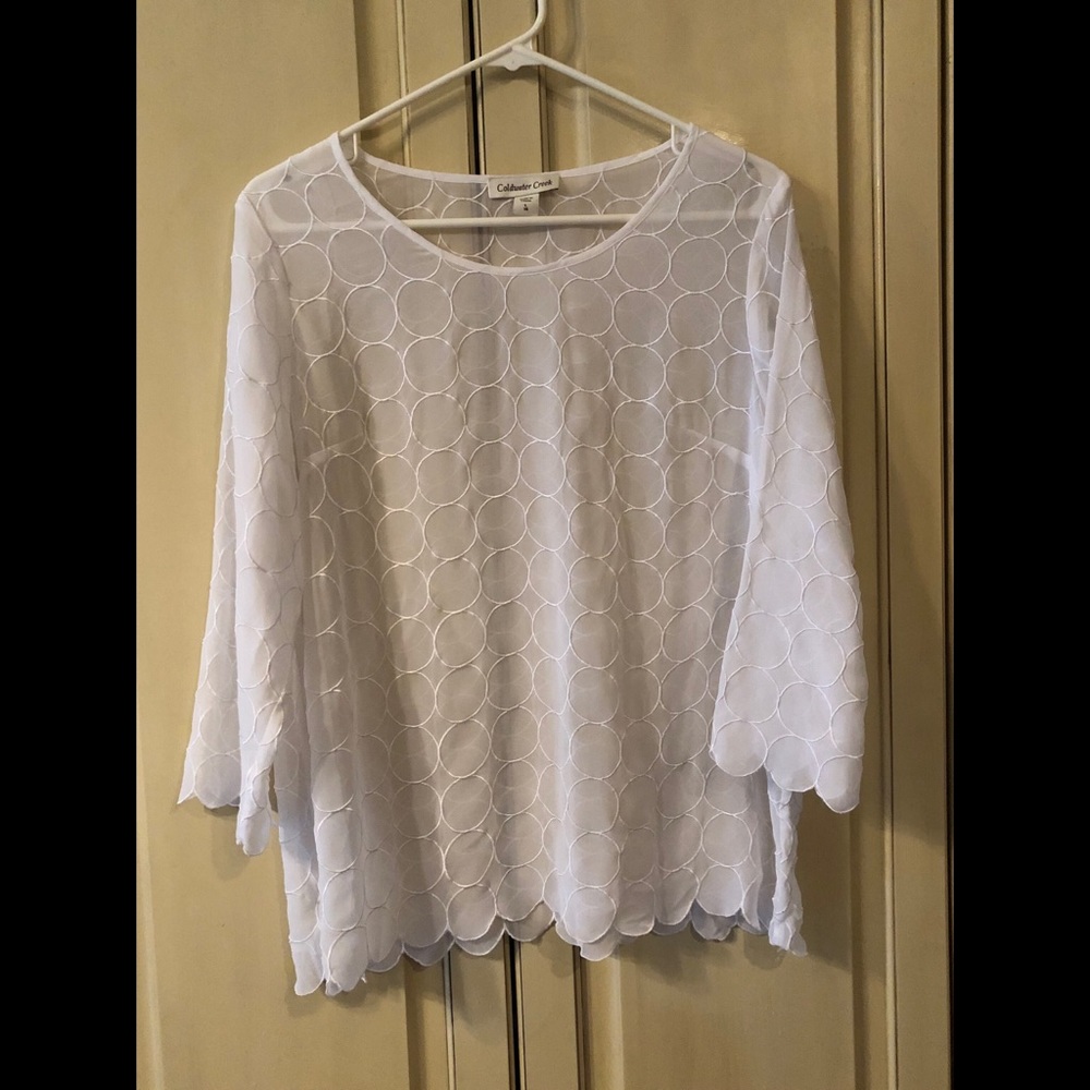Coldwater Creek Top, Size L (14), Sheer White